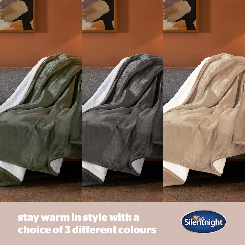 image 1 of Silentnight Snugsie Giant Blanket, Sherpa Fleece Lined, Natural, 240 x 180 cm