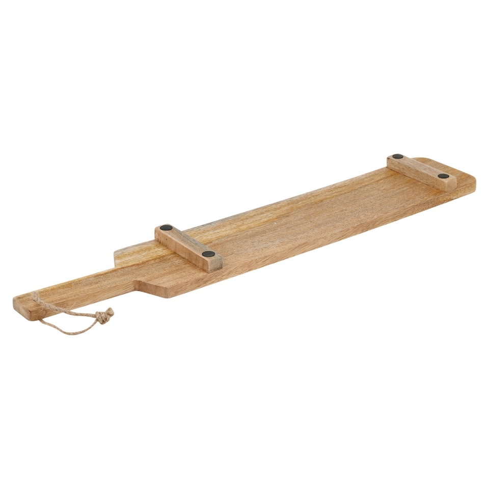 image 1 of Large Teak Wood Chopping Cutting Board with Hanging Rope Handle | Brown | 1