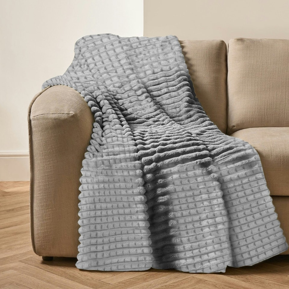 image 1 of Velosso Chunky Cord Waffle Plush Heavy Blanket - 150cm x 200cm Silver | Silver
