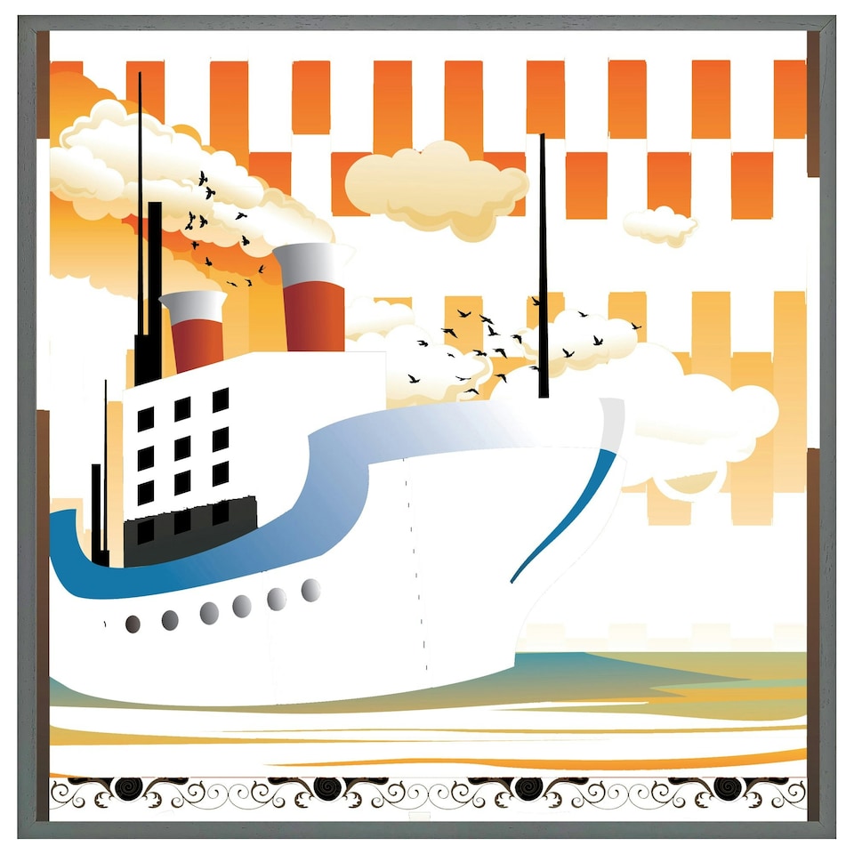 image 1 of Art deco ship (Picture Frame) Brown | S