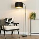 image 1 of ValueLights Curva Black Arched Floor Lamp with Black Velvet and Gold Inner Lamp Shade & Bulb