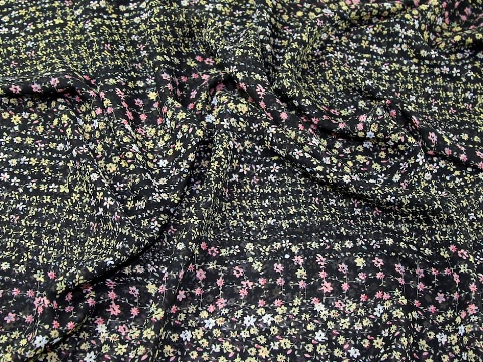 Black Sheer Chiffon Fabric for Dressmaking, 145cm / 57" Wide - per metre