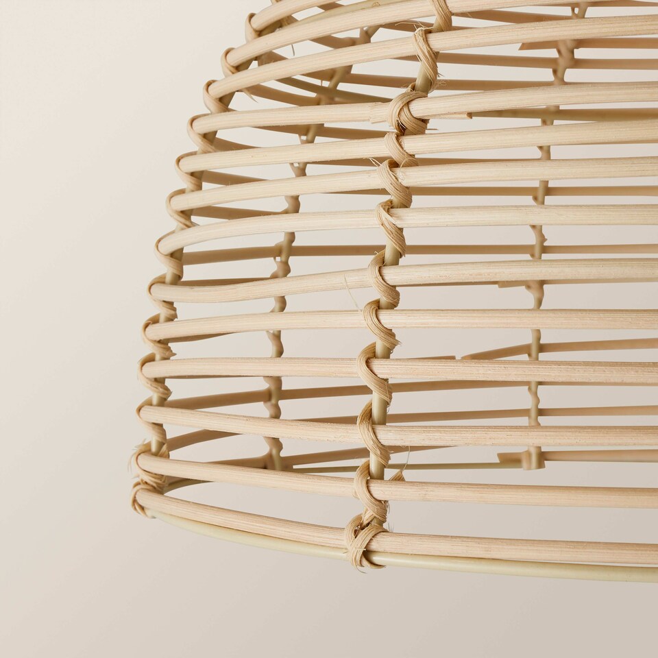 image 1 of ValueLights Pair Of Lobster Wicker Rattan Cream Lamp Shades | Cream