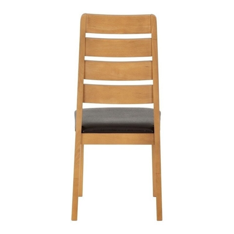 image 1 of Logan Dining Chair (Pack of 2) - L55 x W45 x H100 cm - Oak Varnish/Brown Faux Leather Brown