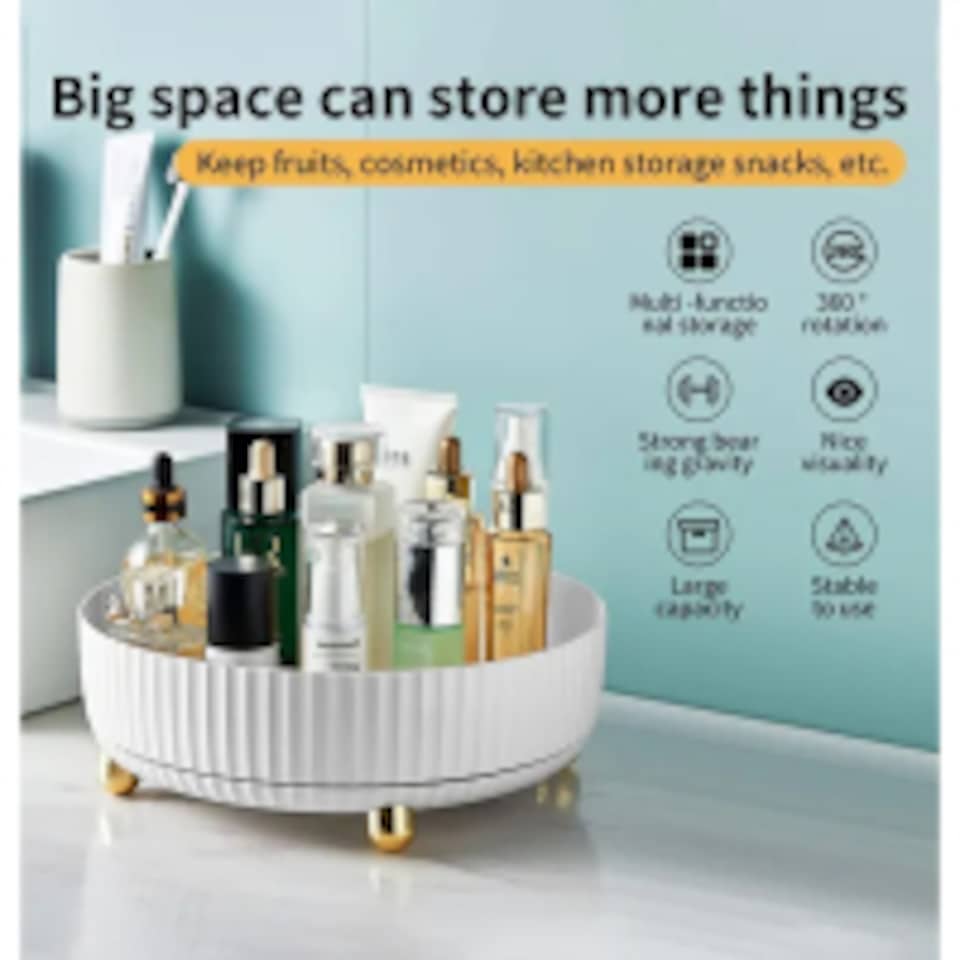 image 1 of 360 Rotating Storage Rack Turntable Organizer for Kitchen & Cosmetics