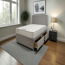 Emily Plush Bed Set With Mattress, 2 Drawers Same Side & 24"Headboard