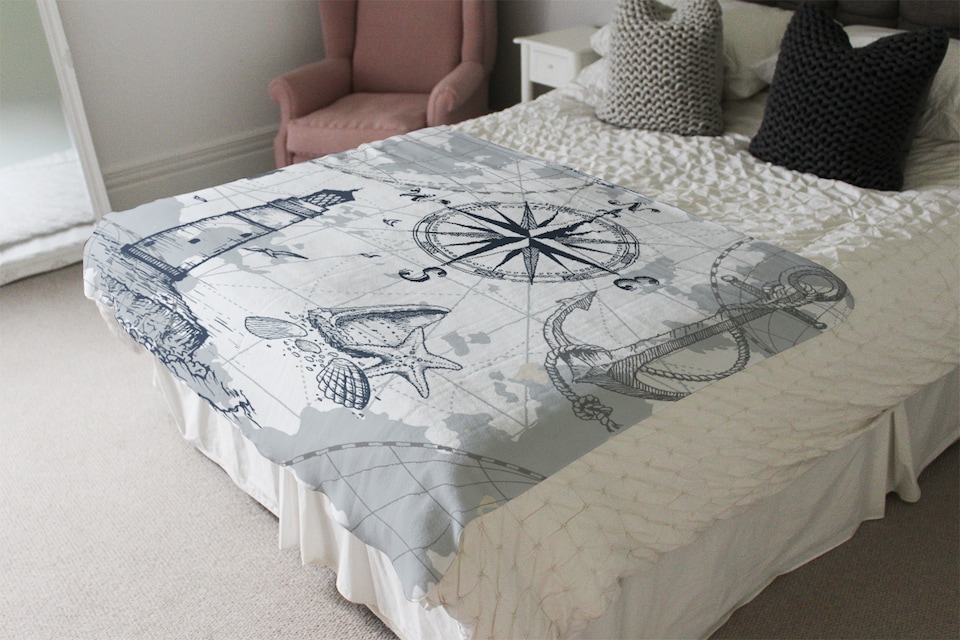 image 1 of Compass & Map Blanket | Multi
