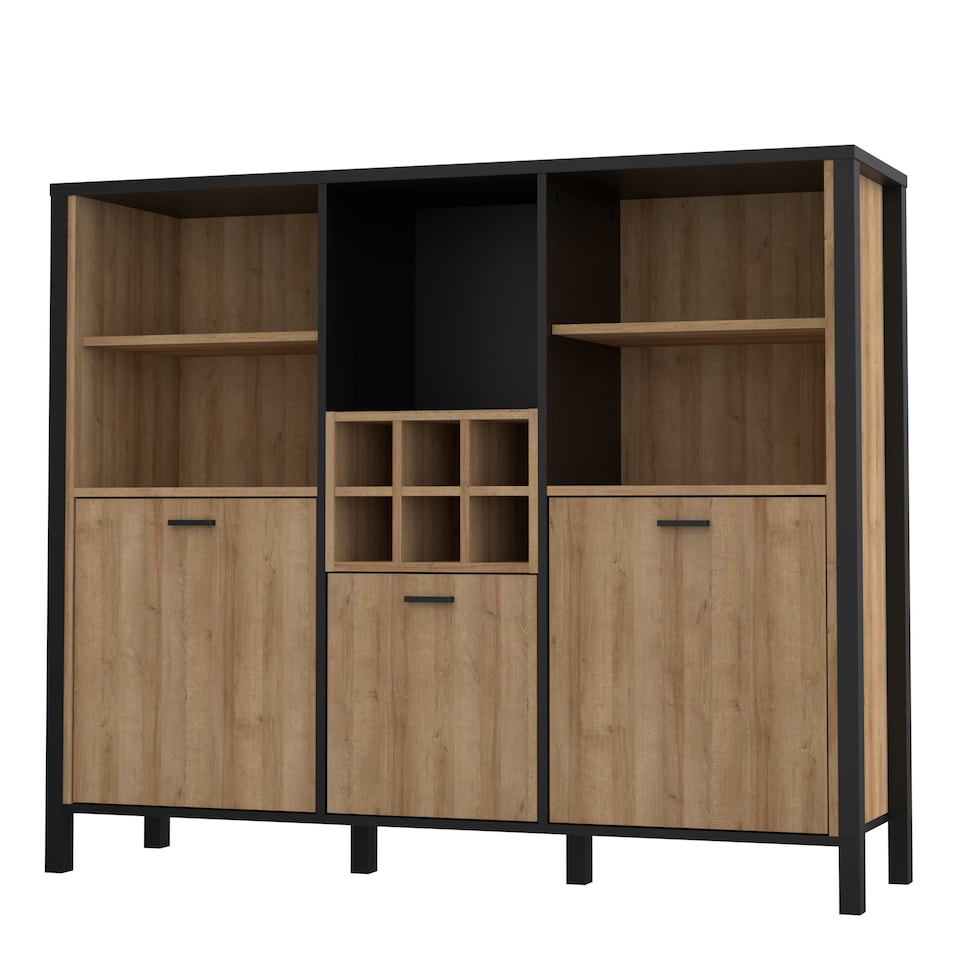 image 1 of High Rock Shelf Unit in Matt Black/Riviera Oak