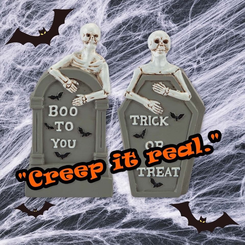 image 1 of PMS Halloween Tombstone Skeletons 2 Pack - Grey