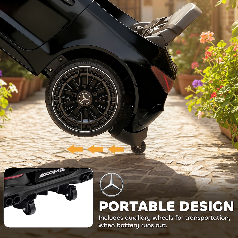 image 1 of AIYAPLAY Licensed Mercedes AMG CLE 53 Kids Electric Car, 12V Ride On Car with Dual Motors, Remote Control, Suspension, LED Lights, Music and Assist Wheels for 3-6 Years Old | Black