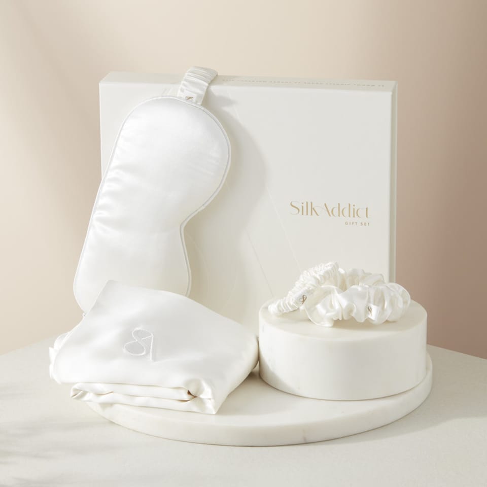 image 1 of Silk Addict 100% Mulberry Silk Gift Set - Ivory