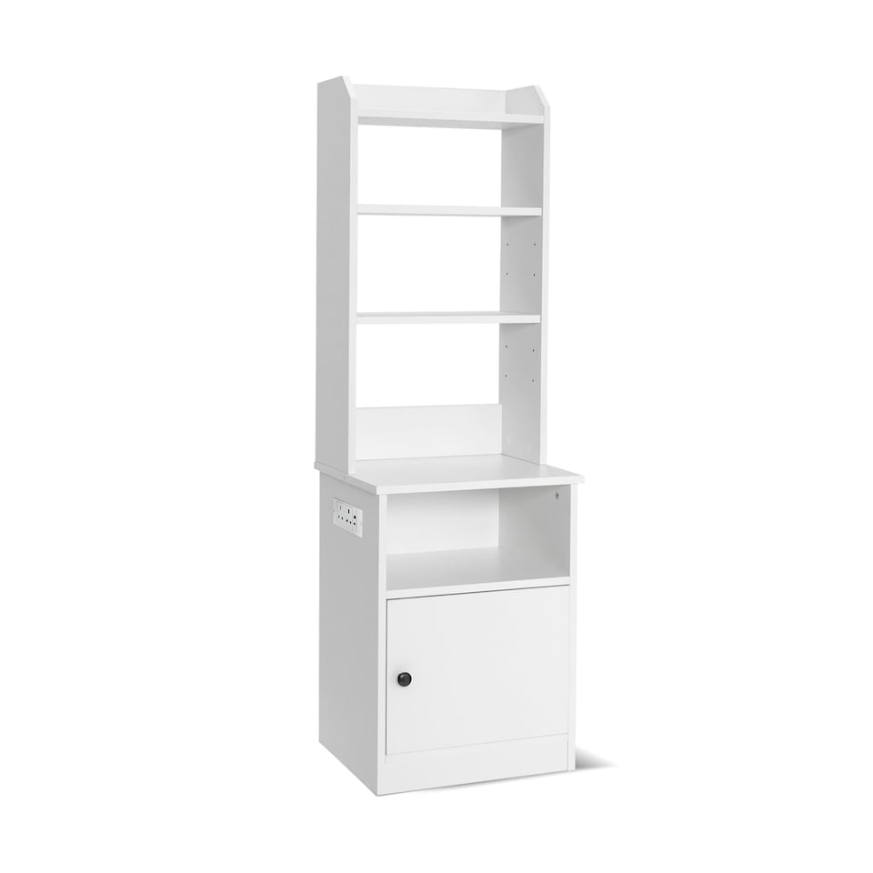 image 1 of COSTWAY 6-Tier Nightstand w/ Charging Station White