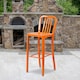 image 3 of Gael Slat Back Commercial Bar Stool Orange - Set of 2 - Modern Galvanised steel Orange