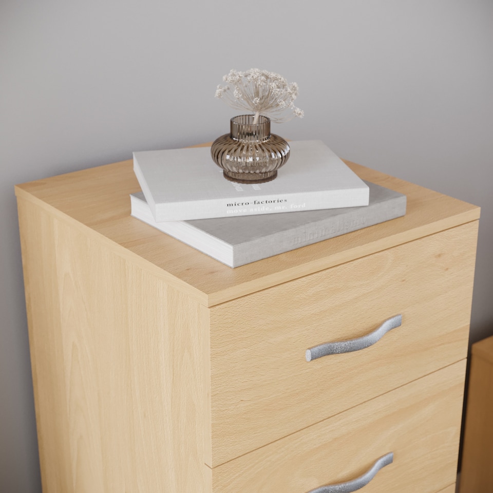 image 1 of Vida Designs Riano 5 Drawer Narrow Chest of Drawers Bedroom Storage, Pine