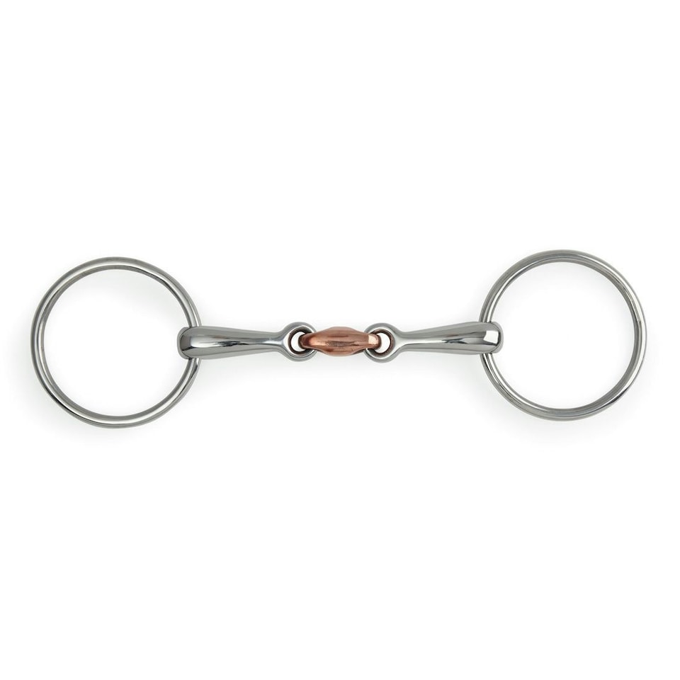 Shires Copper Lozenge Horse Loose Ring Snaffle Bit - Silver - 4.5in