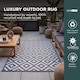 image 2 of Homescapes Outdoor Rug Luxury Waterproof Reversible Recycled, For Garden & Patio, Zoe Geometric Design | Grey | Grey and White