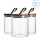 image 1 of Argon Tableware Scandi Storage Jar with Leather Loop Lid - 750ml - Pack of 3