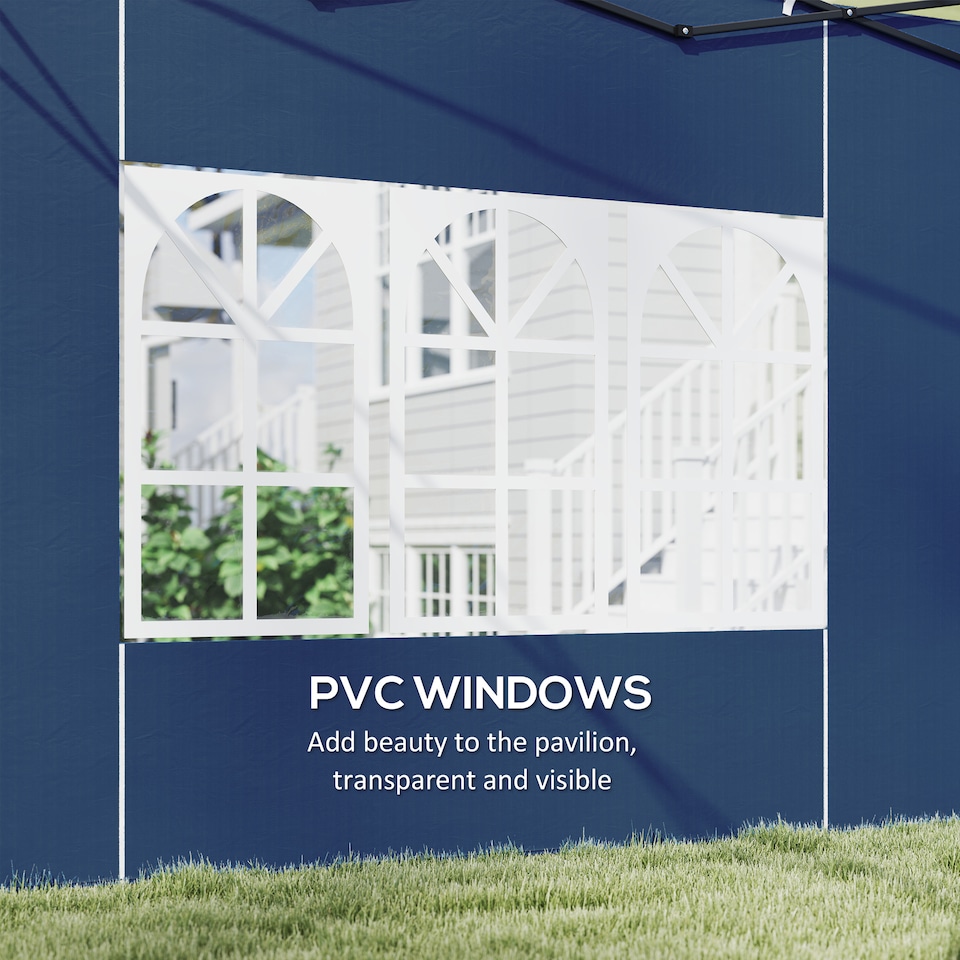 image 1 of Outsunny Gazebo Side Panels for 3x3(m) or 3x6m Gazebo Canopy, 2 Pack, Blue | Blue