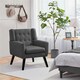 image 1 of Yaheetech Linen Fabric Accent Chair with Wood Legs Removable Cushion Grey | Dark Gray