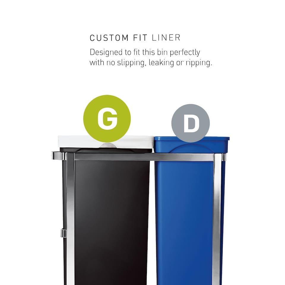 image 1 of Simplehuman 35L Pull-Out Recycling Double Kitchen Cupboard Cabinet Bin, Polished Heavy-Duty Steel Frame