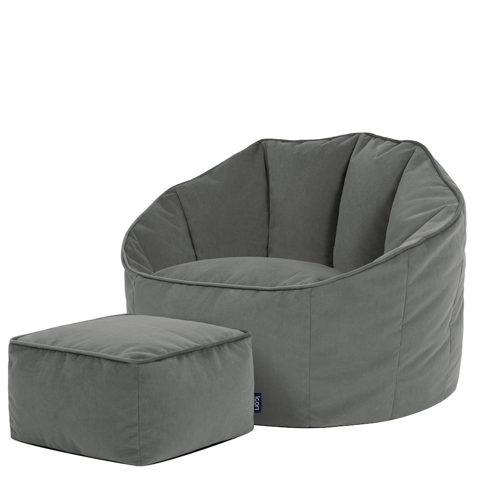 image 1 of icon Sirena  Velvet Accent Chair and Footstool Bean Bag, Pink