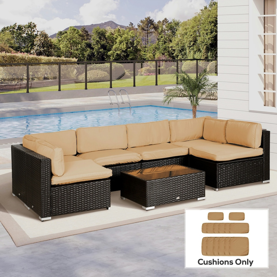 image 1 of Outsunny Garden Rattan Sofa Set Polyester Cover Replacement No Cushion Beige