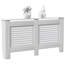 Vida Designs Milton Radiator Cover Painted MDF Slatted Cabinet, White, 152cm