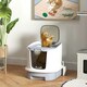 image 2 of PawHut Cat Litter Box, Hooded Cat Litter Tray with Lid, Scoop Grey | One Size