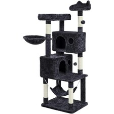 Yaheetech 163 cm Large Cat Tower with Condos Platform Perch Black