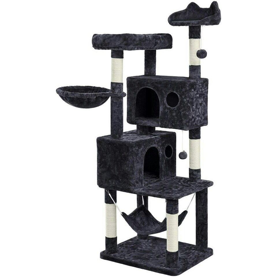 image 1 of Yaheetech 163 cm Large Cat Tower with Condos Platform Perch Black