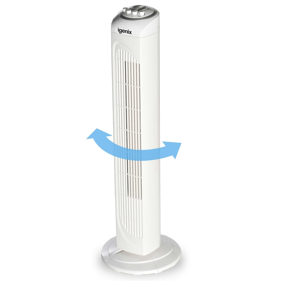image 1 of Igenix DF0030 Tower Fan, Oscillating, 2 Hour Timer, 30 Inch, White