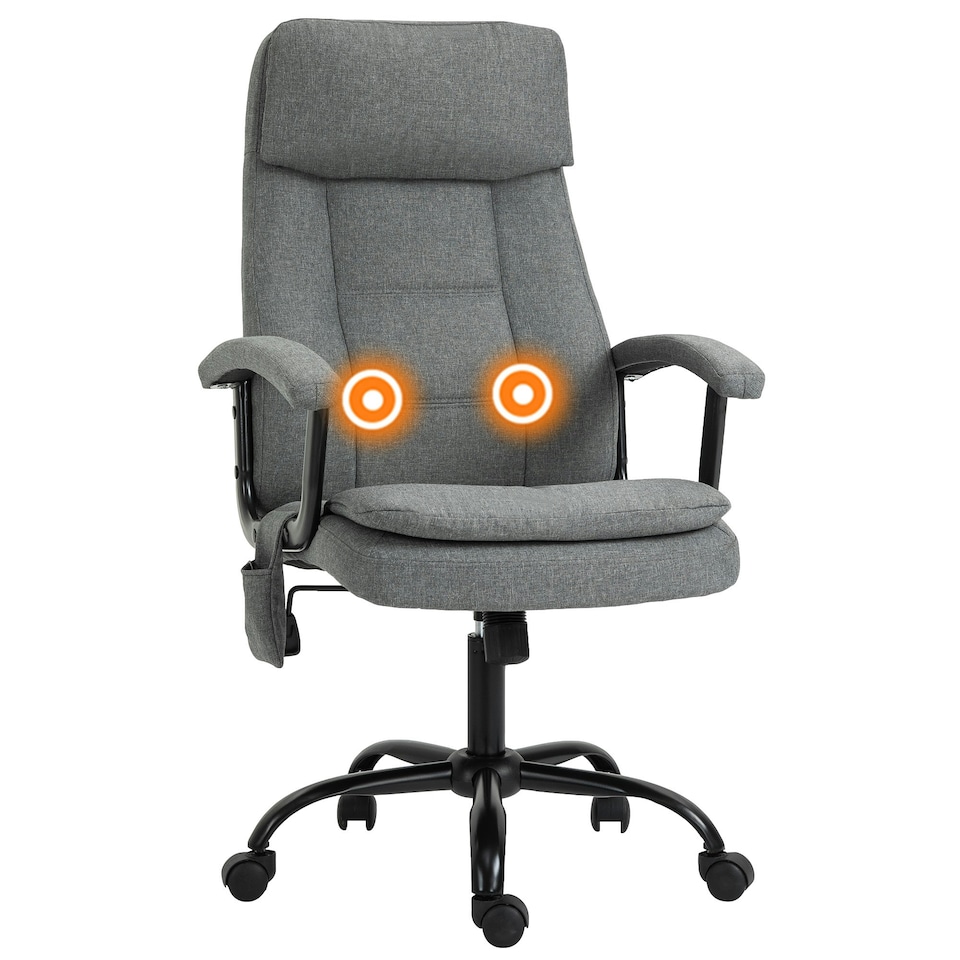image 1 of Vinsetto Massage Office Chair Linen Computer Chair with Adjustable Height Grey