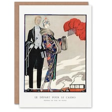 George Barbier Art Card Leaving for the Casino Vintage Fashion