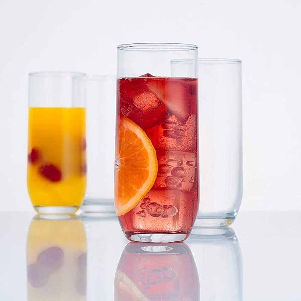 image 1 of 6 Pcs Tall Highball Queensway Drinking Glasses Cocktails Desserts Water 415ml