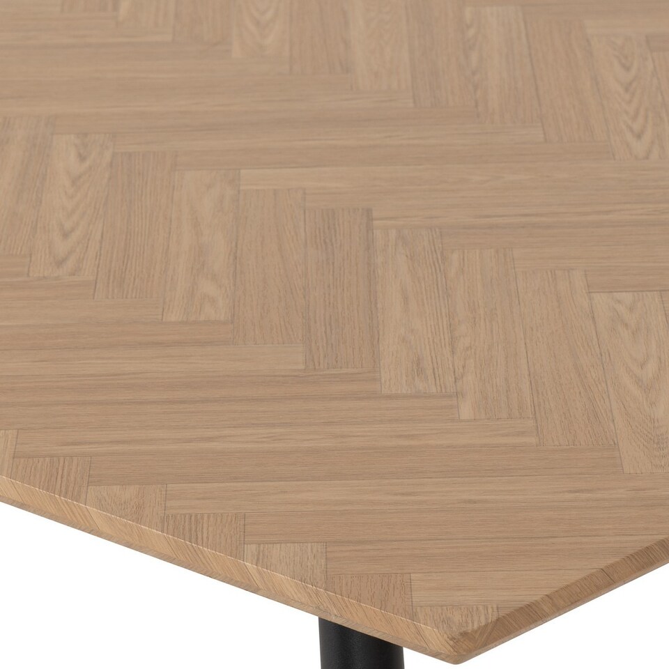 image 1 of Hamilton Medium Dining Table - L80 x W140 x H75 cm - Medium Oak Effect - Black