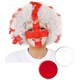 image 1 of Pack of 6 England Curly Wig & Red and White Face Paint Red | One Size