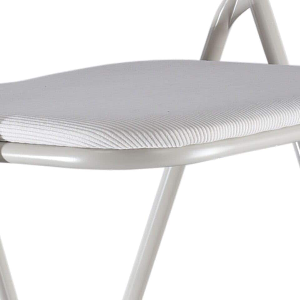image 1 of 6 Pc Folding Lightweight Chair Set Portable Metal Frame PVC Velvet Ribcord Seats | Multi | Beige Ribcord