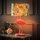 image 2 of ValueLights Flo Flamingo Velvet Pink Table Lamp with Floral Drum Lamp Shade