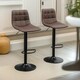 image 6 of 2PC Adjustable Height 360 Swivel Barstools Set With Shell Backrest Brown Brown