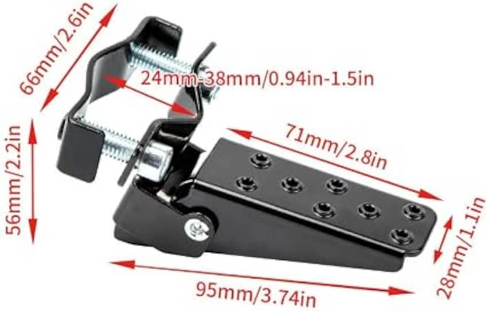 image 1 of London Boutique A Pair Universal Foldable Foot Pegs Pedals, Clamp-on Frame Mount Footrest for Ebike, Motorcycle, MTB, ATV, Scooter, UTV & Go Karts