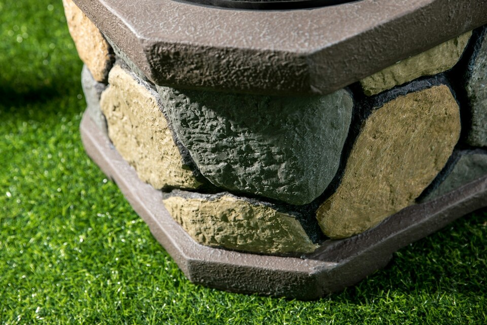 image 1 of Centurion Supports Fireology BOGOTA Bold Garden and Patio Multi-function Heater, Fire Pit, Brazier and Barbecue with Eco-Stone Rock Finish and Cover