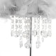 image 3 of Chandelier Style Soft Grey Feather Table Lamp with Waterfall Drops