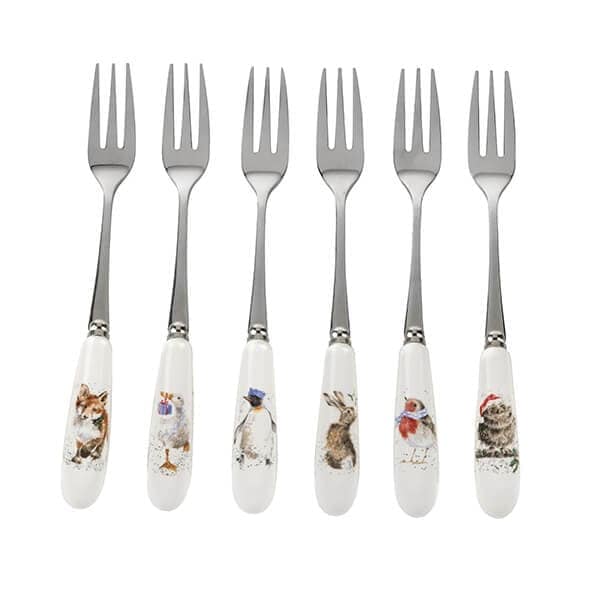 Wrendale Designs Set Of 6 Festive Animal Christmas Pastry Forks