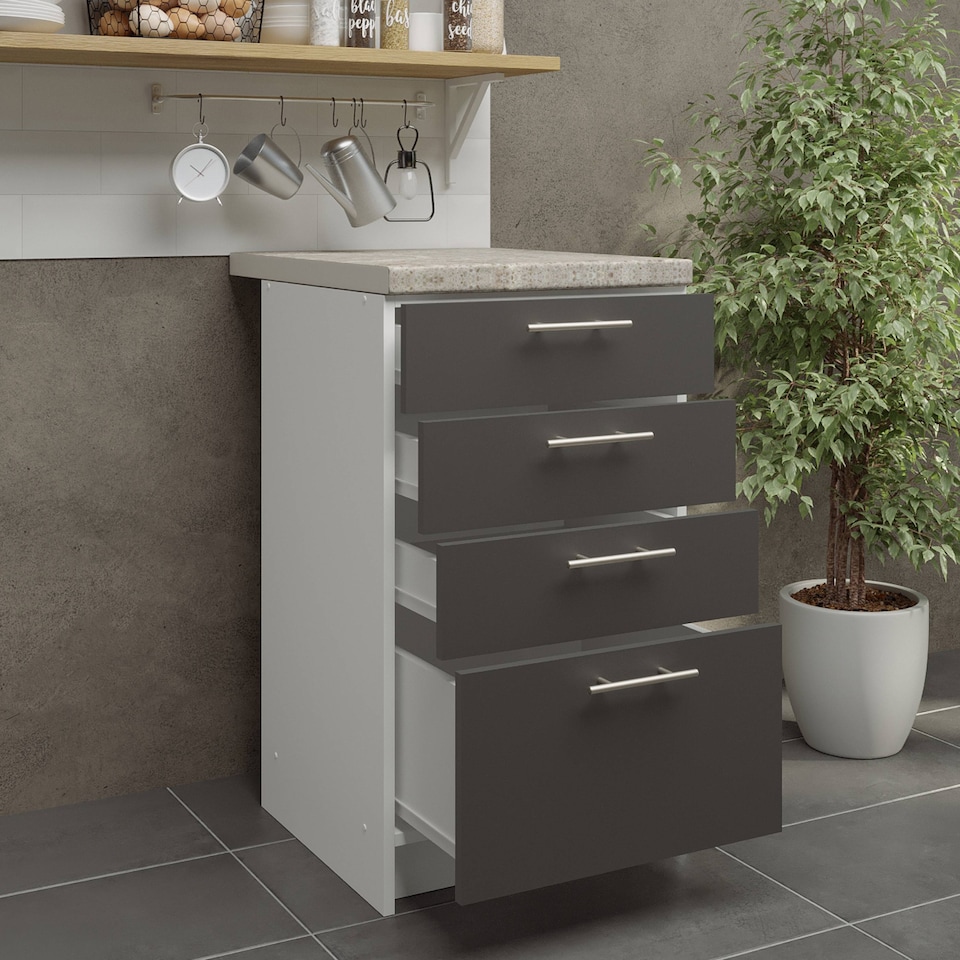 image 1 of JD Greta Kitchen Base Drawer Unit 500mm Cabinet With Fronts 50cm Dark Grey Matt with Worktop