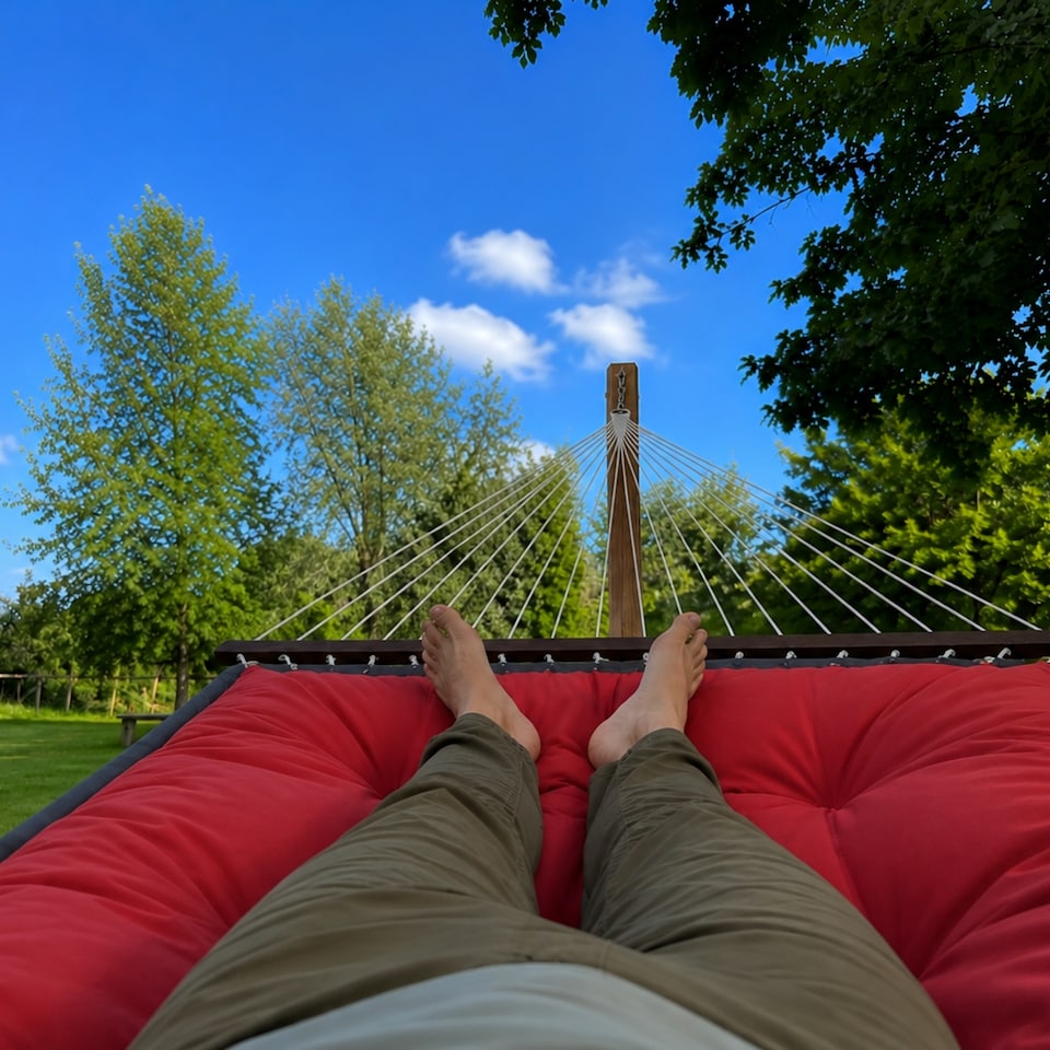 image 1 of Amazonas Padded Outdoor Garden Hammock – Fat Hammock Red