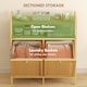 image 3 of HOMCOM Double Tilt Out Laundry Cabinet Bamboo Laundry Hamper Cabinet | Brown | Natural, Cream White | 82W x 33D x 88H cm
