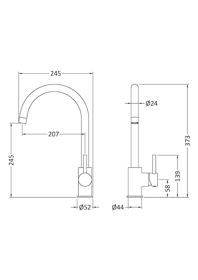 image 1 of Balterley Lacerta Kitchen Mono Mixer Tap with Single Lever Handle, High Curved Swivel Spout | Copper | Brushed Brass | 1