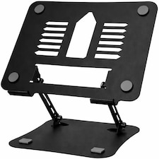 Futura Laptop Stand Adjustable Portable Riser, Black Foldable Aluminium Holder for MacBook AirPro and 11 to 17 inch Laptops | Black | Black | One Size | 1