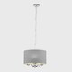 image 3 of ValueLights Modern Chrome 3 Way Curved Arm Grey Linen Slimline Drum Ceiling Light Pendant
