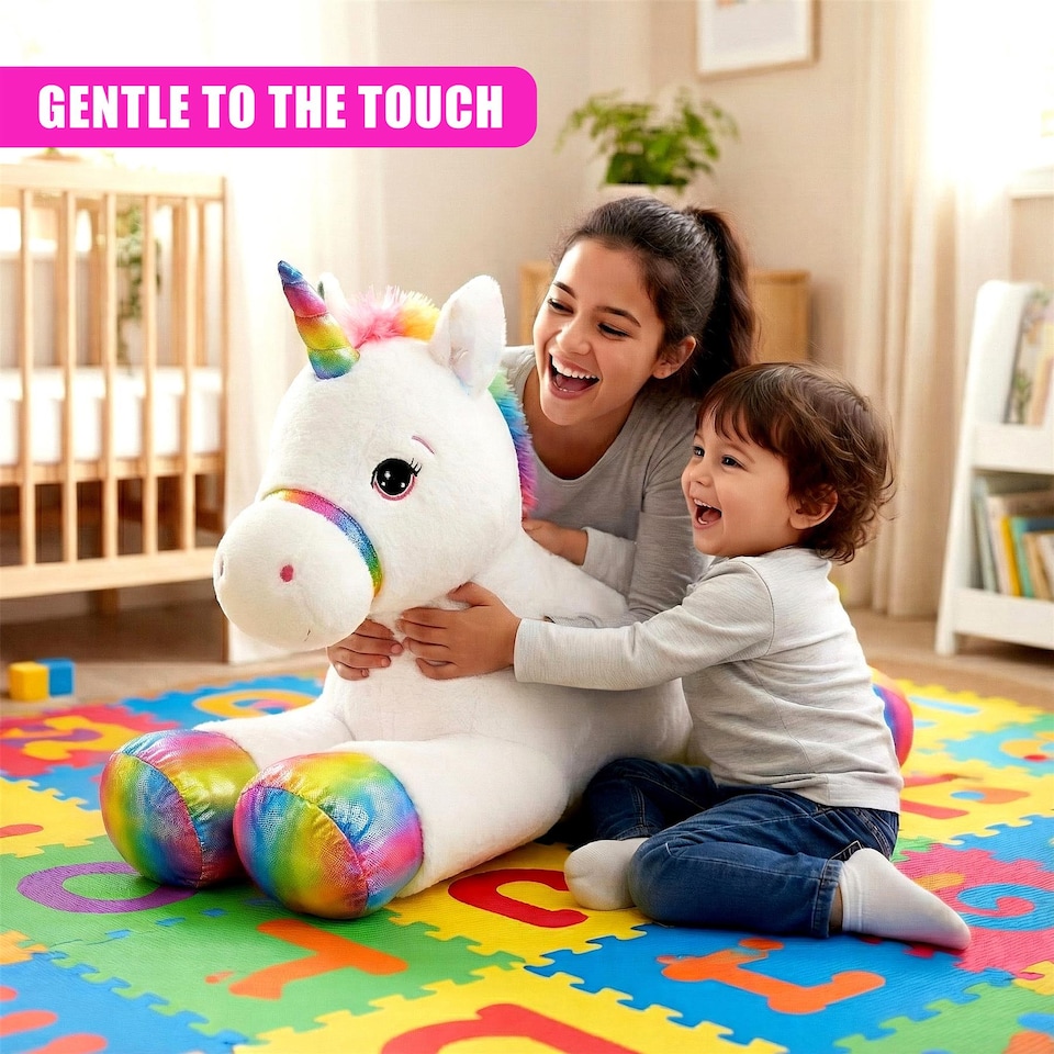 image 1 of The Magic Toy Shop Giant Unicorn Teddy Plushie 110cm Large Soft Stuffed Animal Toy